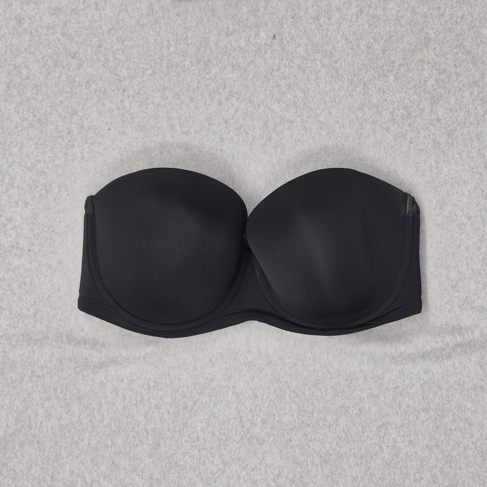 Delimira Women Bra 40E Black Sleek Strapless Full Coverage T Shirt READ